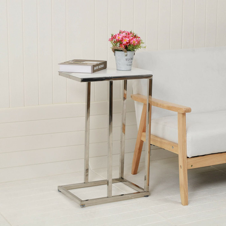 Ivy Bronx High Gloss White Side Table C Table Coffee Table Bed Side